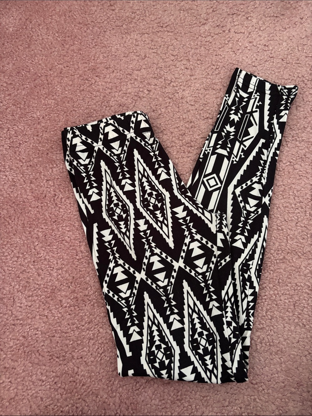 Black & White Geometric Print Women's Leggings size small
